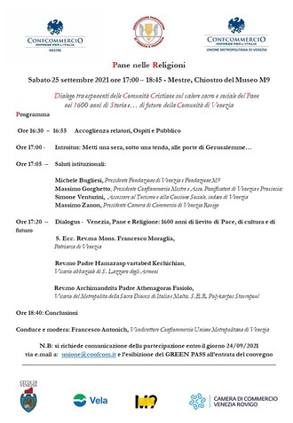 Il Pane nelle Religioni: ritorna sabato 25 settembre, alle ore 17:00, al Chiostro M9 di Mestre il Dialogo tra rappresentanti delle fedi